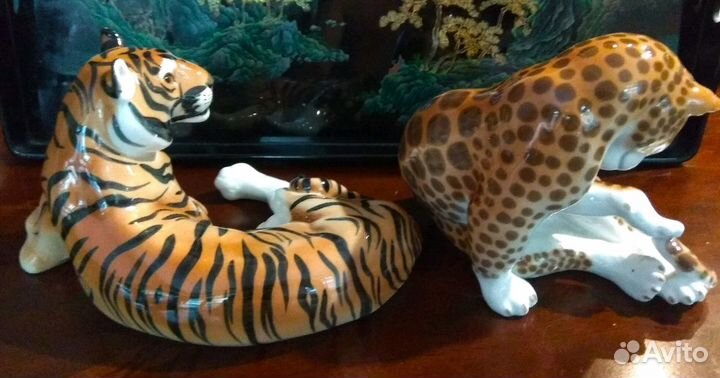 Фарфор тигр и леопард, антиквариат