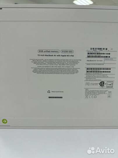 Macbook air 15 m3 512 gb