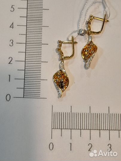 3277 Серьги золотые 585 с бриллиантами