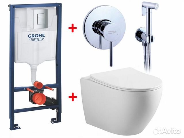 Инсталляция Grohe и унитаз с гигиеническим душем