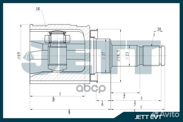ШРУС внутренний jett V40-9210 V40-9210 jett