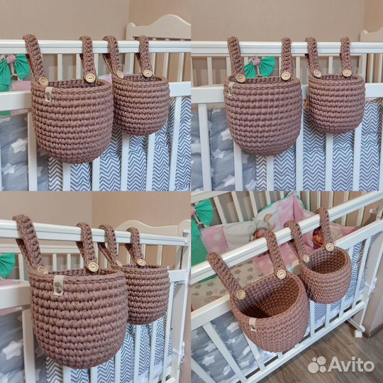 Корзинки кармашки на кроватку набор