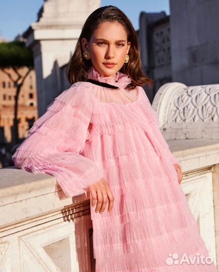 12 storeez розовое воздушное платье зефирка
