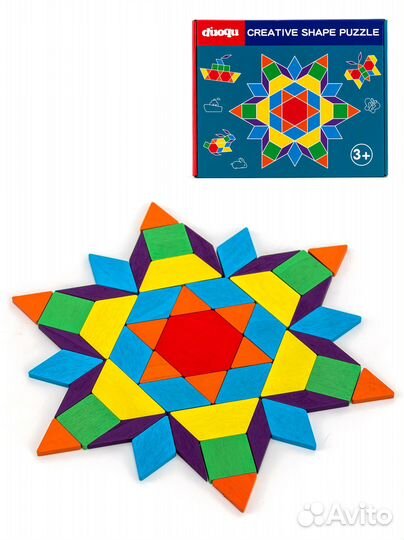 Пазл-мозаика из дерева цветная