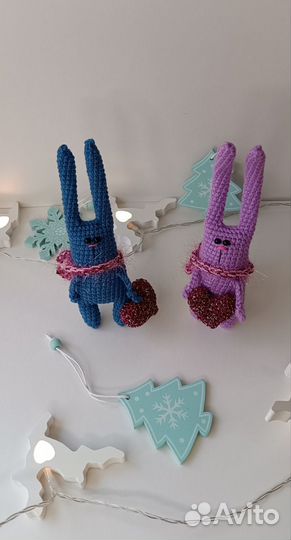 Мягкая игрушка зайчик сердце брелок