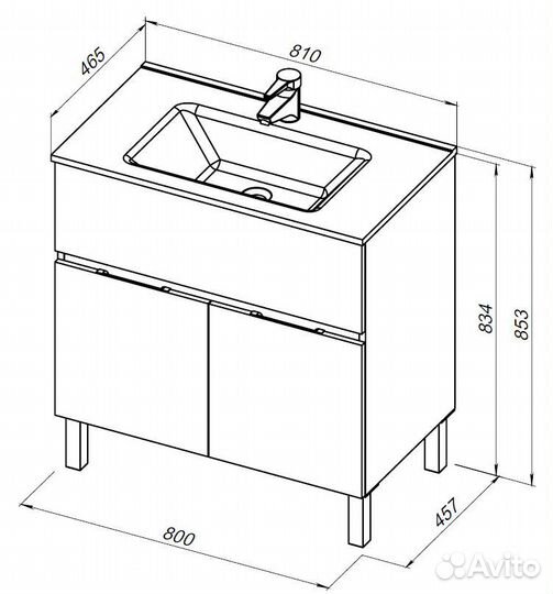 Тумба с раковиной Aquanet Алвита New 80 1 ящик, 2