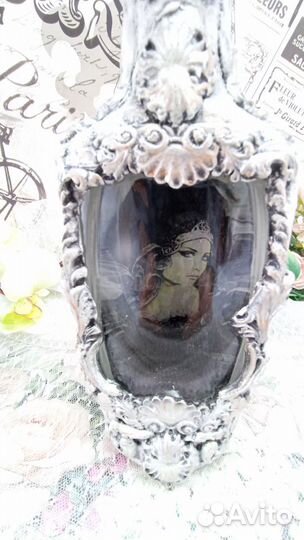 Бутылка ручной работы,лепнина под старину