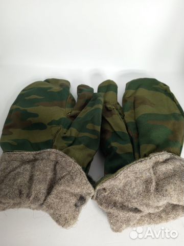 Рукавицы суконные армейские Зимние трёхпалые Флора
