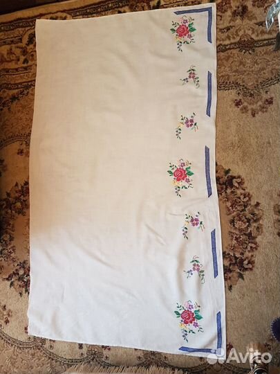 Огромный вышитый яркий накомодник из хлопка СССР