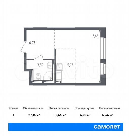 Квартира-студия, 27,2 м², 3/17 эт.