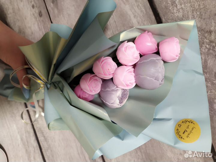 Подарок на праздник, букет из мыла