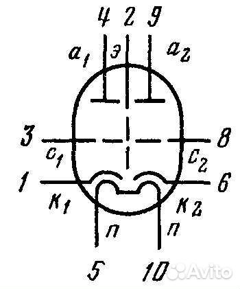 Радиолампа триод 6н21б. СССР