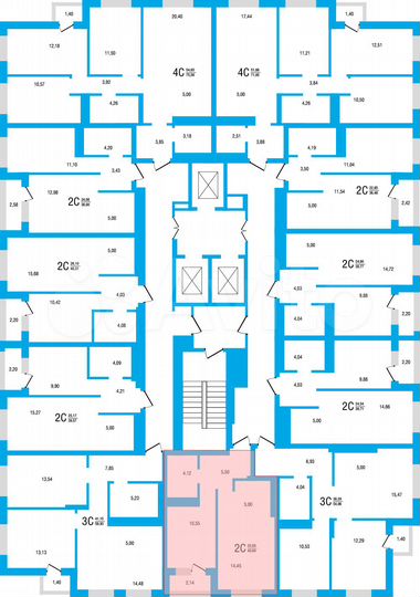 2-к. квартира, 40,7 м², 17/22 эт.