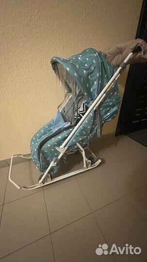Детские санки коляска с колесами