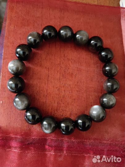 Браслет нат. обсидиан новый
