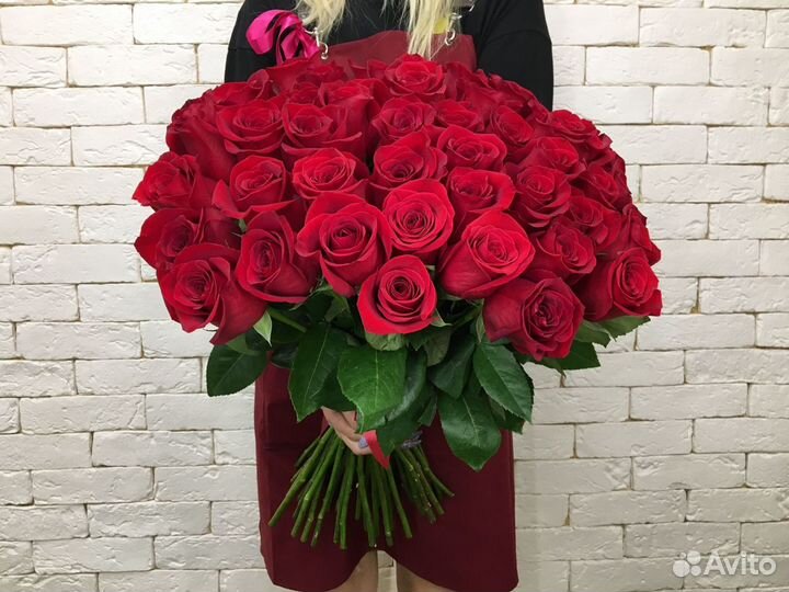 51 красная роза 50 см (Эквадор)