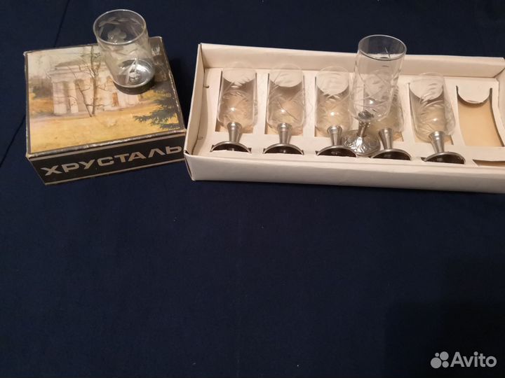 Стаканы маленькие, хрусталь и стекло