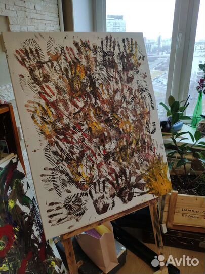 Картина акрилом на холсте абстракция