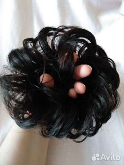 Лот: два шиньона на резинке черный цвет