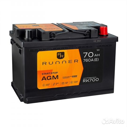 Аккумулятор AGM 70 A/h Runner RK700