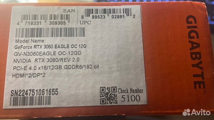 Видеокарта Gigabyte rtx 3060 12 gb + Гарантия