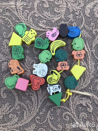 Деревянные бусы для детей 12 мес.+