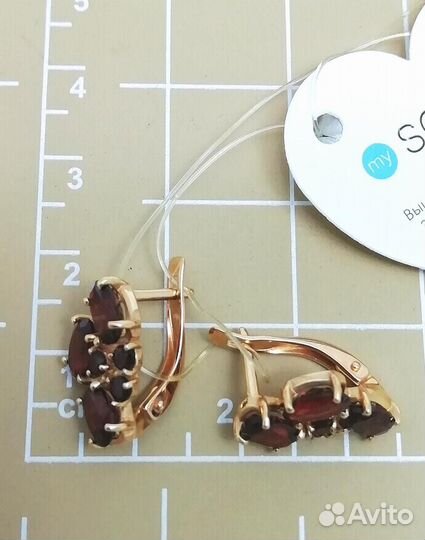 Золотые золотые серьги из красного золота 585 проб