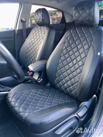 Авточехлы из экокожи 3D Ромб - Volkswagen Polo 5