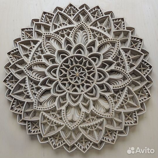 Настенный декор - панно мандала из дерева