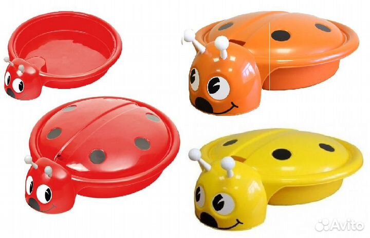 Песочница-бассейн с крышкой Божья коровка новая