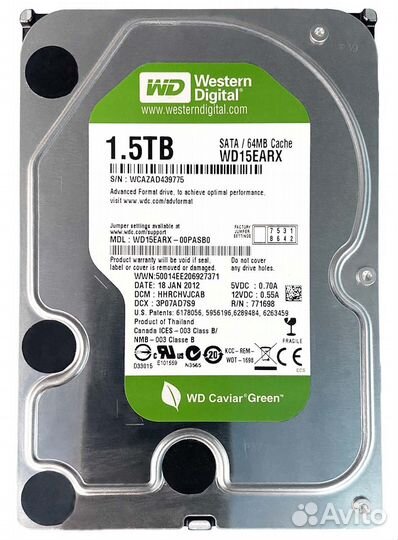 Жесткий диск Western Digital WD15ezrx 1,5Tb SATA