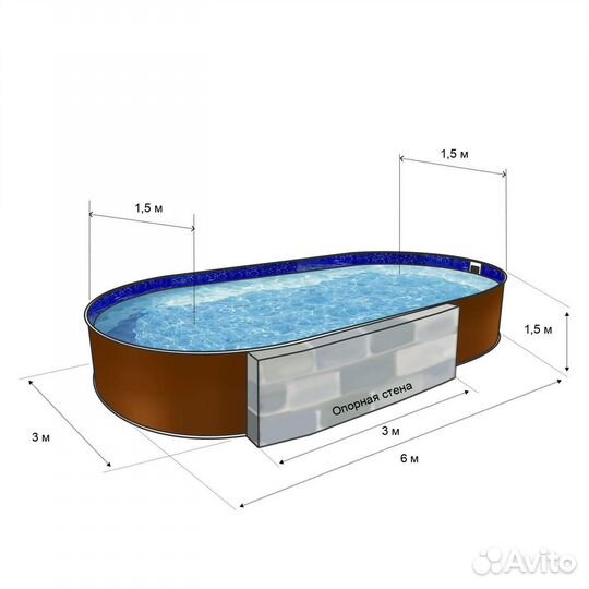 Каркасный бассейн Лагуна овальный