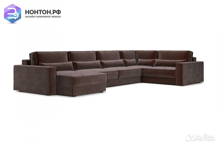 Диван п-образный тик-так Сохо коричневый