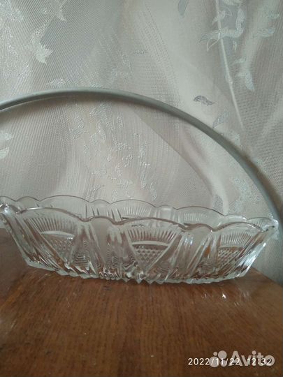 Менажница хрустальная на мельхиоровом подносе