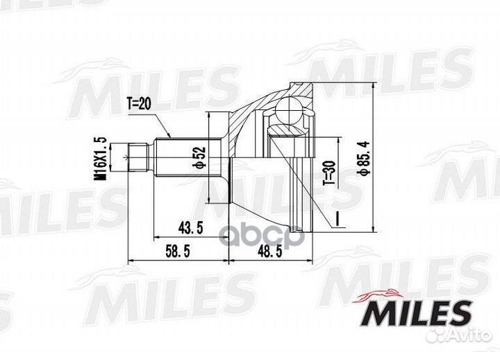 GA20413 ШРУС skoda fabia 1.0-1.9D 99-08 нар