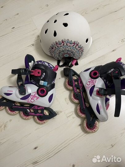 Роликовые коньки и шлем oxelo