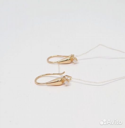 Золотые серьги с фианитом