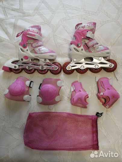 Ролики для девочки с защитой р. 27-30
