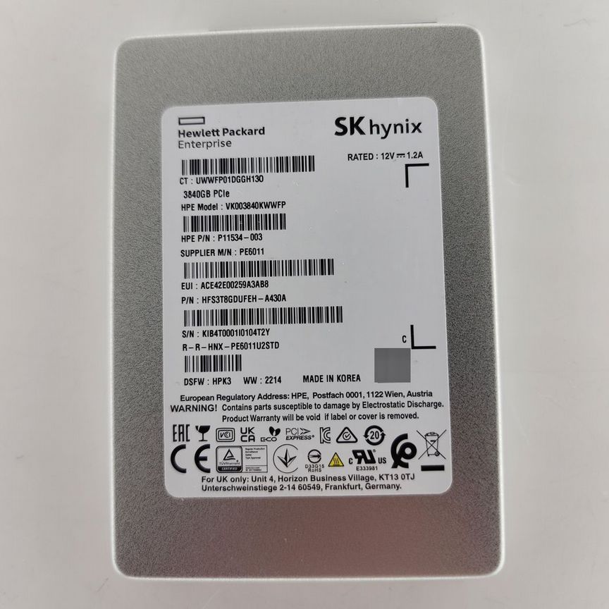 [P11534-003] Sk Hynix Hp Hfs3t8gdufeh 3.84tb Серверн P11534-003