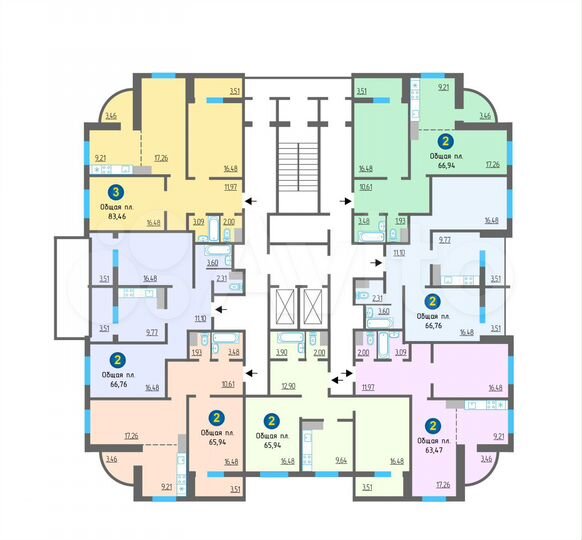 2-к. квартира, 62 м², 3/19 эт.