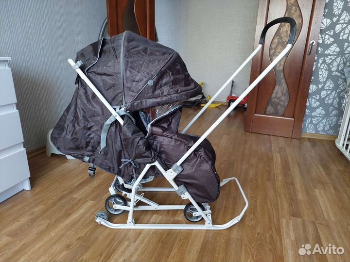 Санки коляска с перекидной ручкой