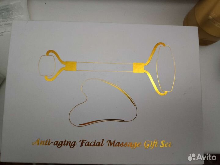 Набор роллер и скребок гуаша из нефрита