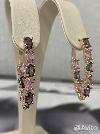 Серьги скала золочение фианитв