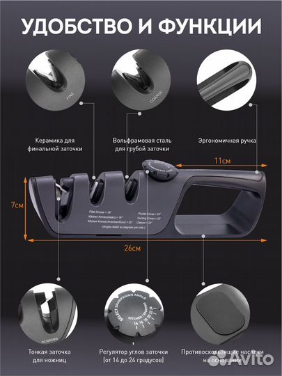 Точилка ножей и ножниц ручная для дома и кухни