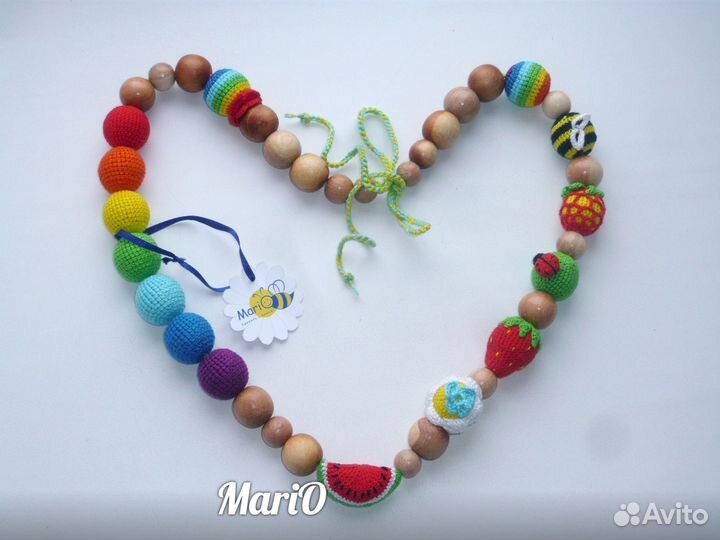 Радужный комплект - Слингобусы и грызунок браслет