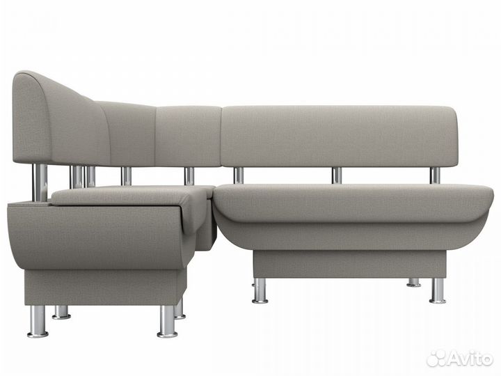 Диван кухонный угловой Альфа левый угол, рогожка, амур бежевый