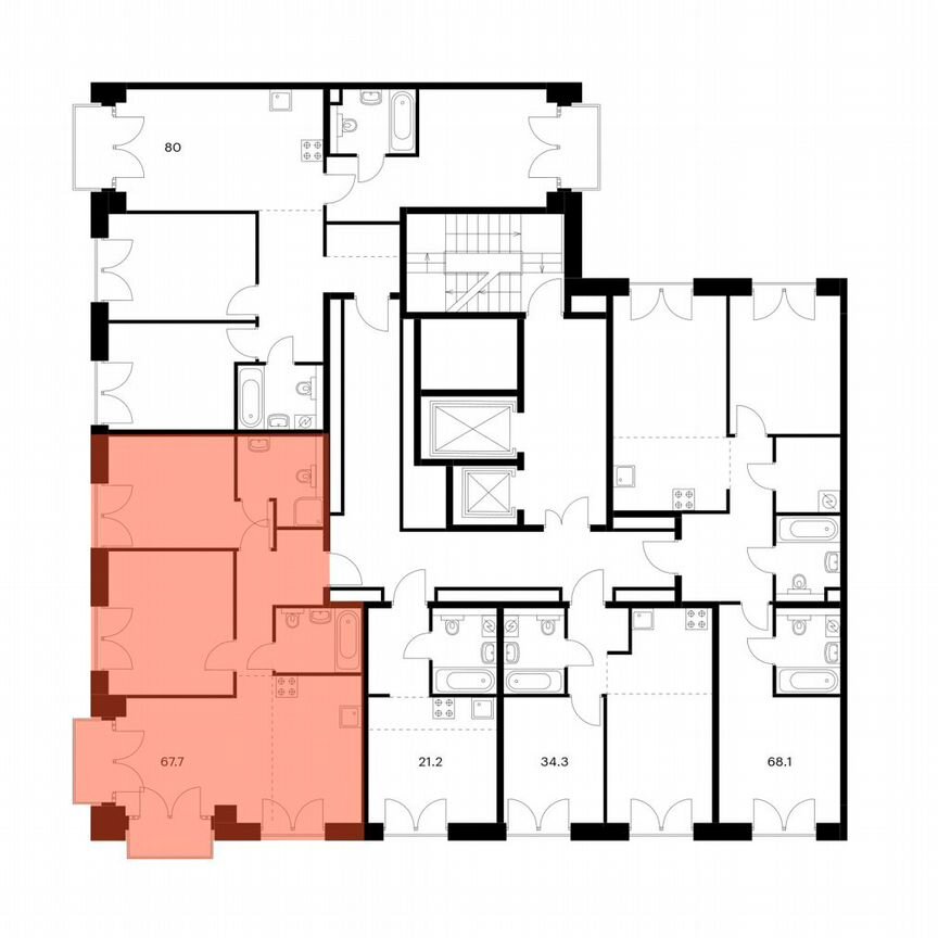 2-к. квартира, 67,7 м², 6/9 эт.