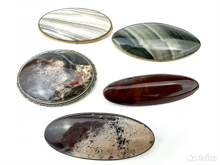 Брошь винтаж СССР натуральный камень