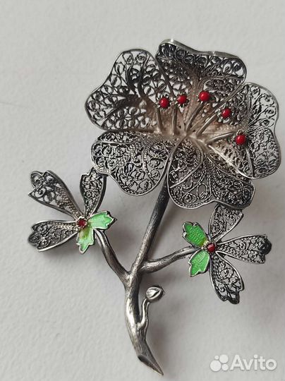 Антикварная брошь серебро