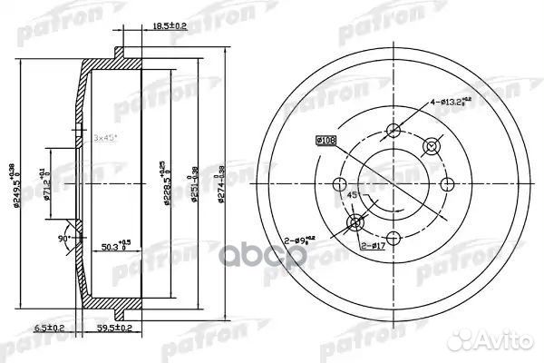 Барабан тормозной задн citroen: berlingo 96, B